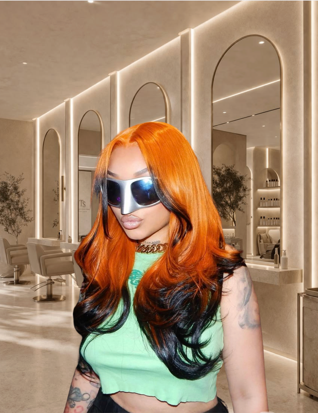 Miss Ember – Custom Orange to Black Wig