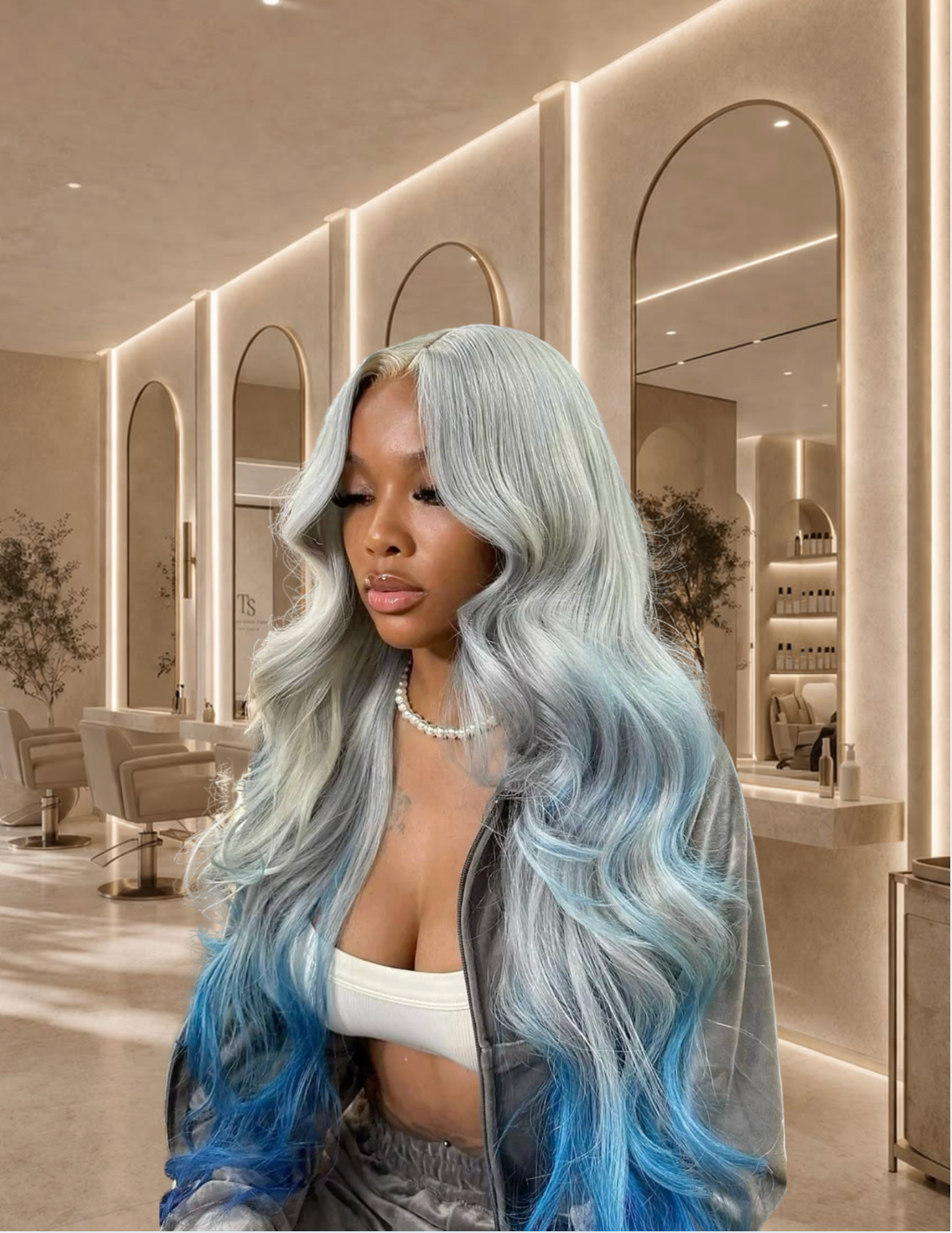 Miss Arctic Blue – Custom Grey to Blue Wig