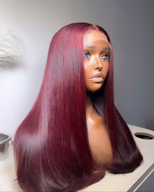 Fabulous Custom Colored Burgundy Red Straight Wig | 13x6 Lace | 200% Density |