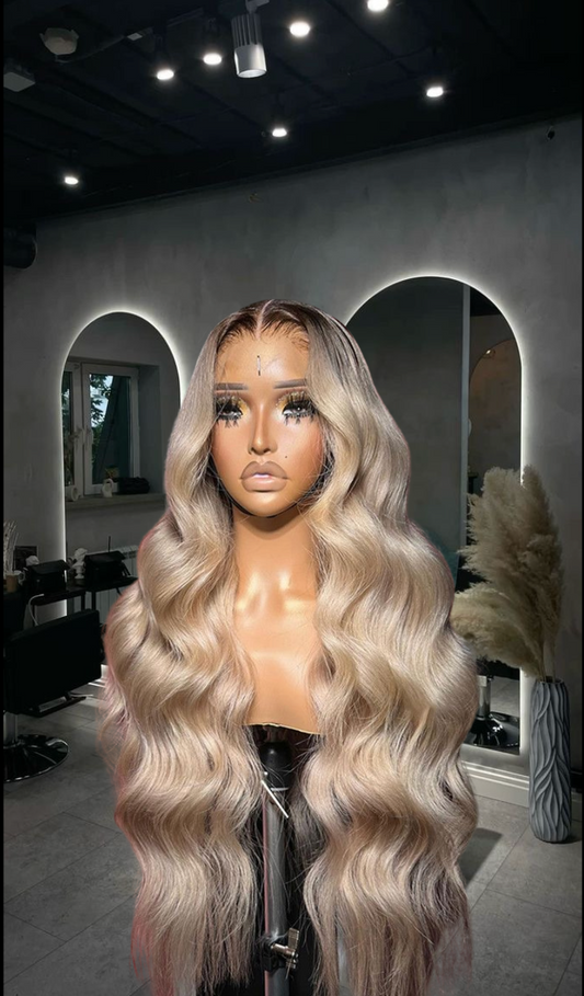 Frosted Finesse | 13x6 Lace | 200% Density | Brown Root-Ash Blonde Wig