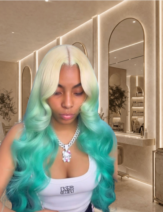 Miss Aqua Luxé – Custom Blonde to Teal Wig