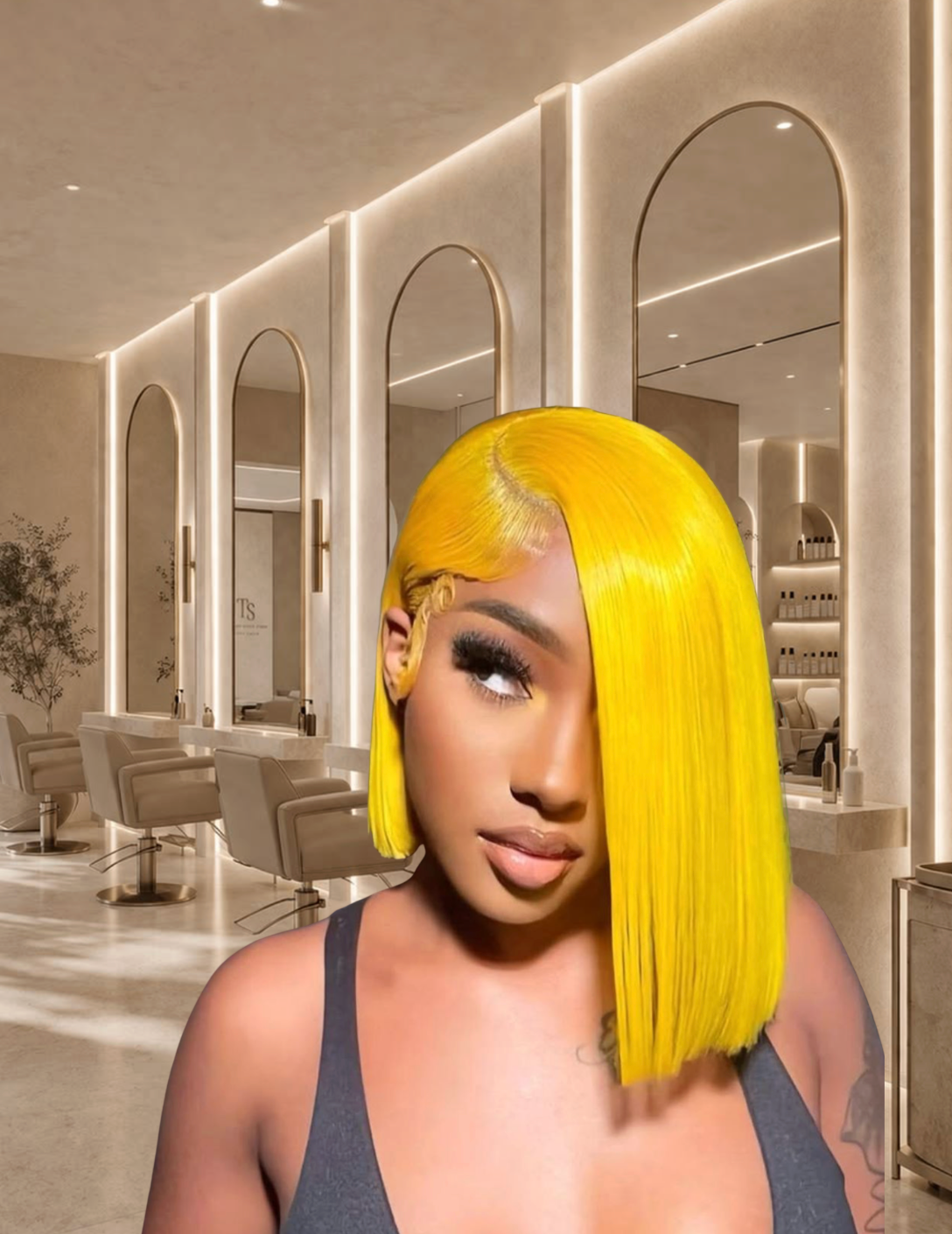 Miss Solei – Custom Yellow Bob Wig