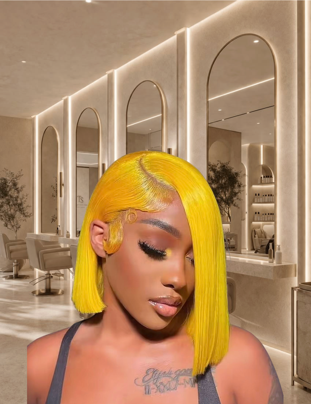 Miss Solei – Custom Yellow Bob Wig