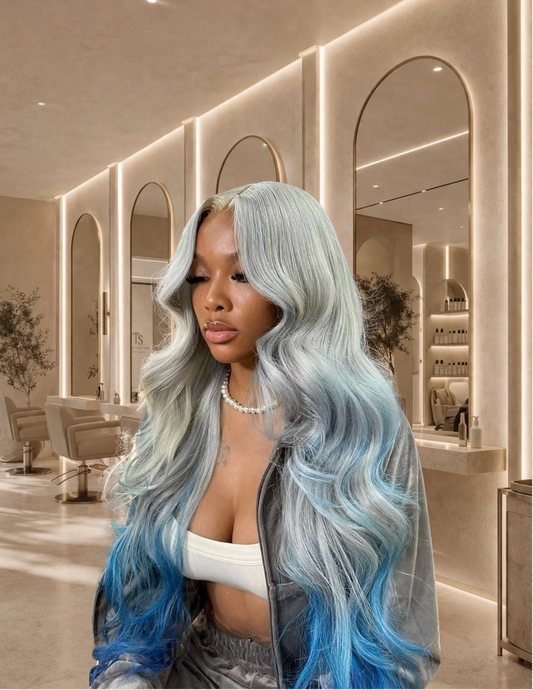 Miss Arctic Blue – Custom Grey to Blue Wig